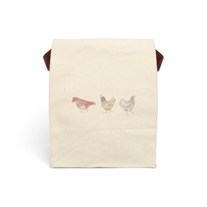 Canvas Lunch Bag With Strap-Chickens