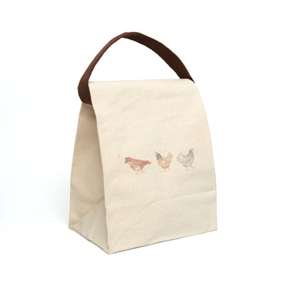 Canvas Lunch Bag With Strap-Chickens